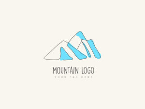 Hand drawn mountain line art logo