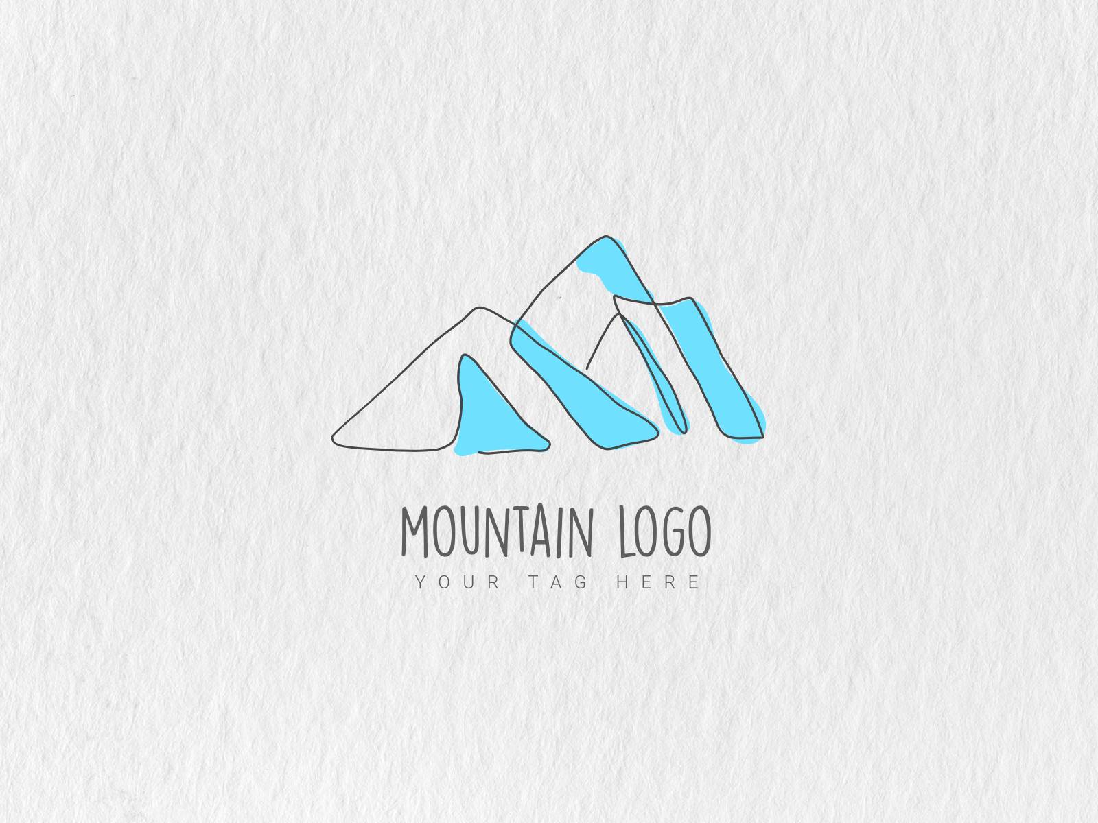 Hand drawn mountain line art logo