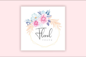 Floral Frame Template in Watercolor