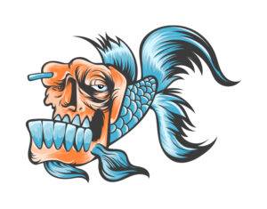 Hand drawn ugly fish vector illustration toothy fish vector