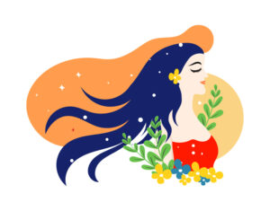 Beautiful woman having self healing mental satisfaction positive thinking with nature flat vector-by Nazzasi Chowdhury