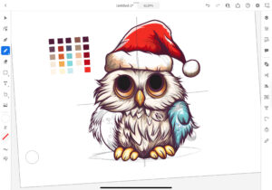 Colorful owl with red Christmas hat vector illustration in illustrator