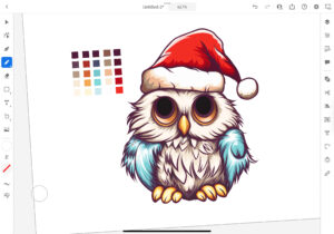 Colorful owl with red Christmas hat vector illustration in illustrator