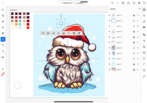 Colorful owl with red Christmas hat vector illustration in illustrator