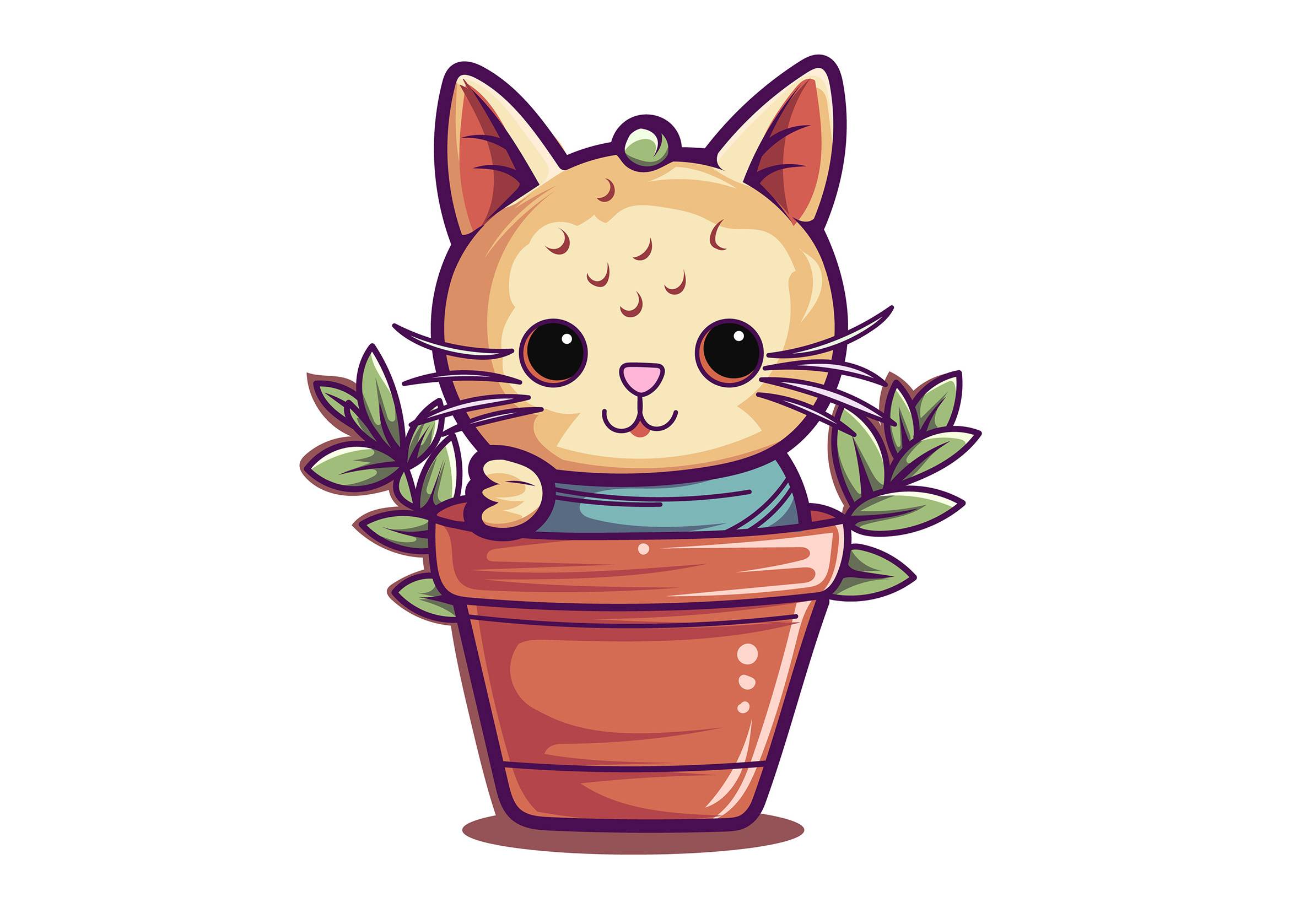 Cute cat with tob vector illustration drawing in illustrator
