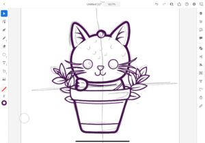 Cute cat with tob vector illustration drawing in illustrator